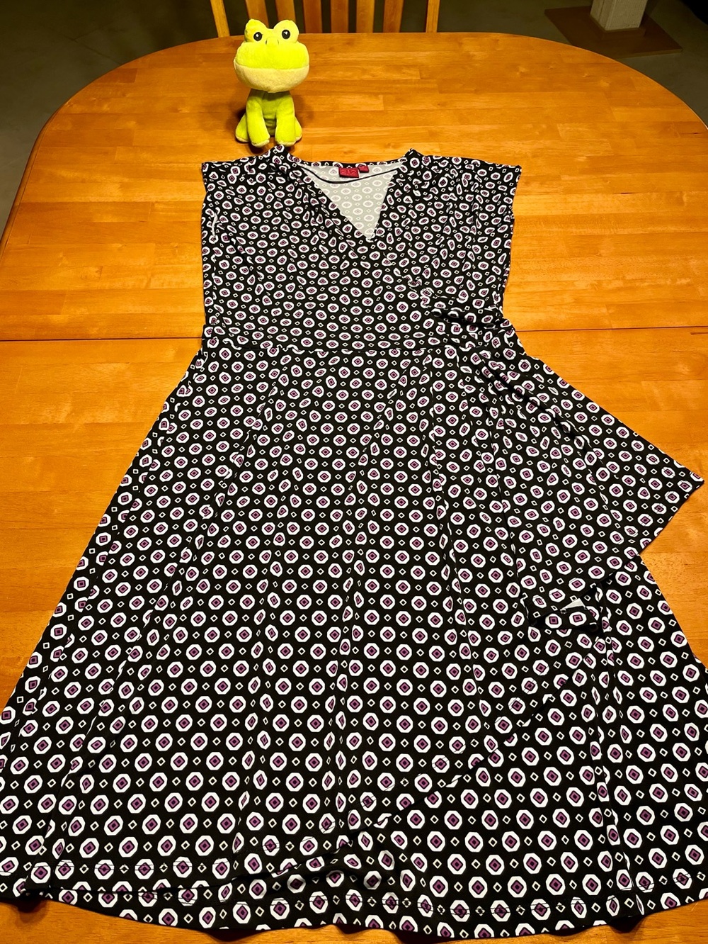 212 Collection Black and Purple Faux Wrap Dress Medium